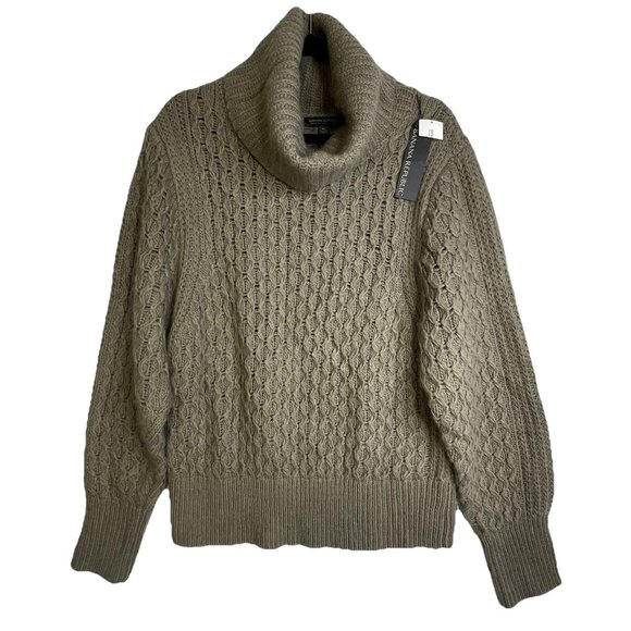 Banana Republic Women's Turtleneck Sweater SZ XL Alpaca Acrylic Wool Green NWT - Picture 1 of 11
